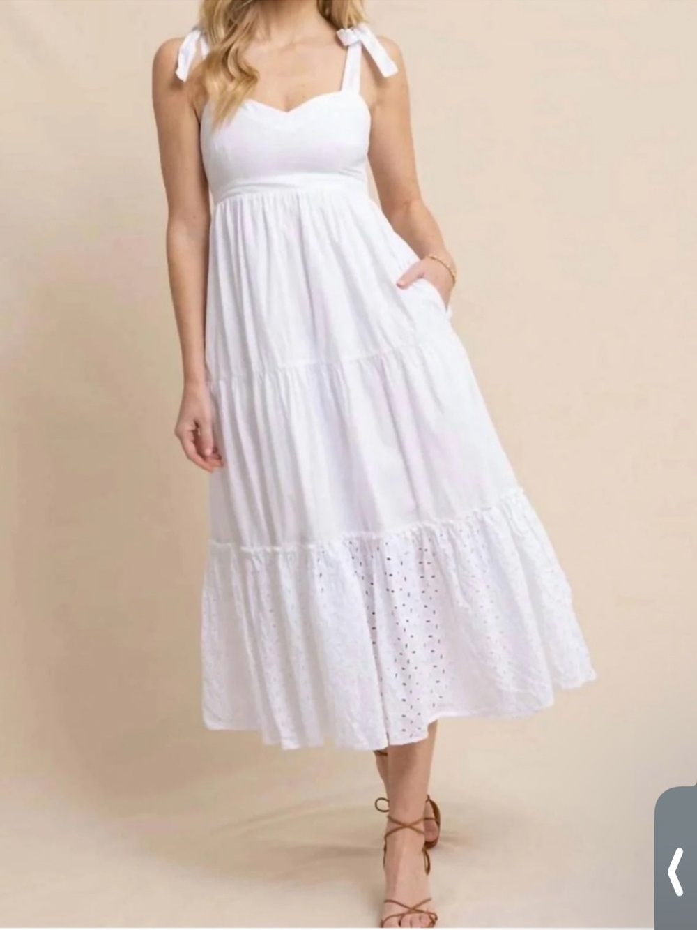 Southern Tide White Tiered Eyelet Midi Dress
